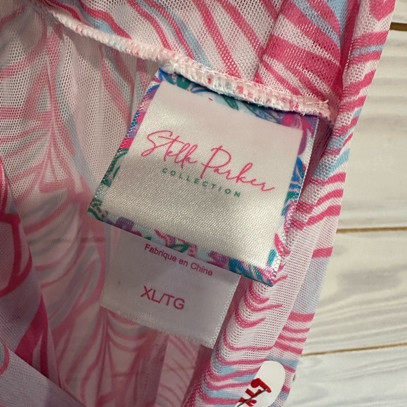 Pink and White swimsuit coverup pants - Picture 3 of 4